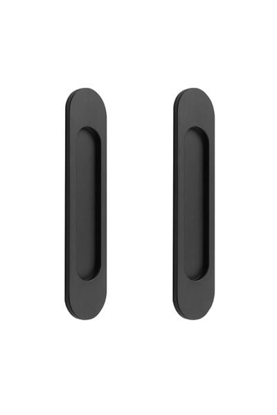 Generic Self-Stick Oval Sliding Door Pulls 2pcs Matte Black Aluminum Alloy Fl...
