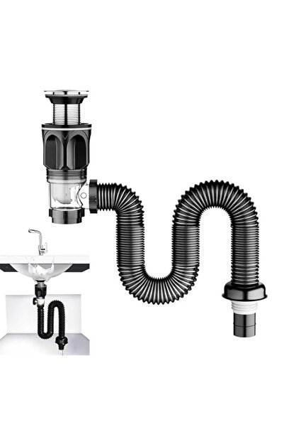 Generic Bathroom Sink Drain Kit, Flip Top Waste Drain with Flexible Pipe, Uni...