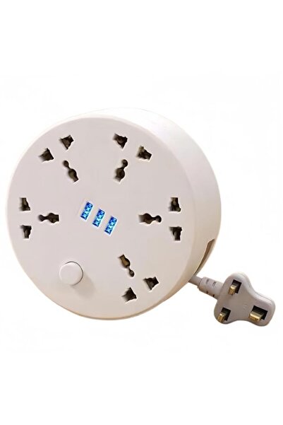 Generic Retractable Power Strip - Round Universal Power Extension Cord with 5...