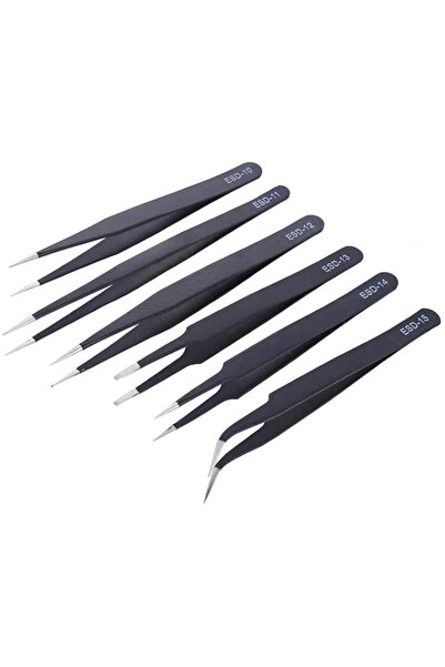 Generic 6 Pack Black ESD Antistatic Stainless Steel Tool Set, High Precision ...