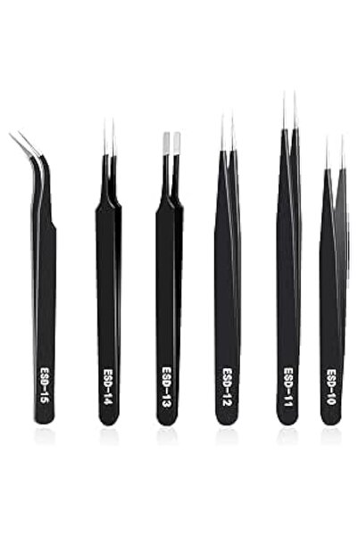 Generic Precision Tweezers Set, 6pcs Anti-Static Stainless Steel Industrial T...