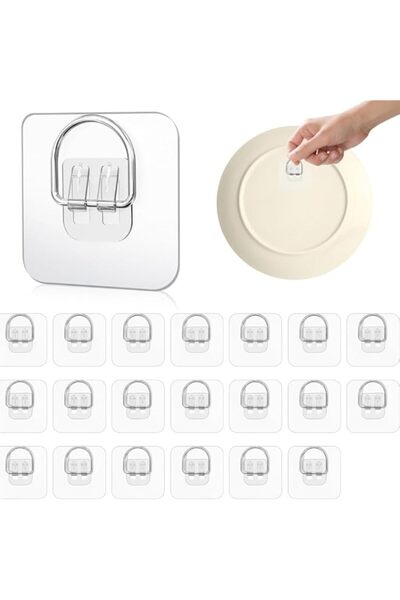 Generic 20 Pack Adhesive Plate Hangers for Wall, Invisible Wall Hooks for Dis...