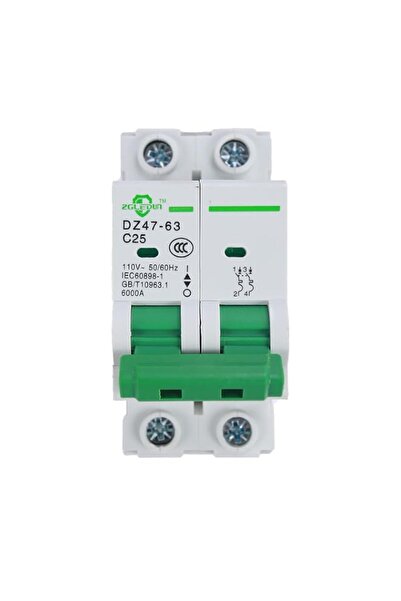 Generic AC Miniature Circuit Breaker, 2 pole 25 Amp, 12-240VAC, 6kA Din Rail ...