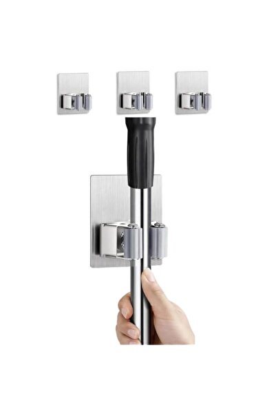 Generic Self Adhesive Mop and Broom Holder, 304 Stainless Steel, Wall Mount, ...