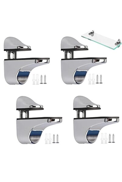 Generic 4 Pack Adjustable Glass Shelf Bracket with Screws, Slide Groove Desig...