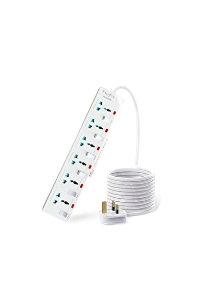 Generic 6-Way Extension Cord,916-6M Long Power Strip with Universal Sockets, ...