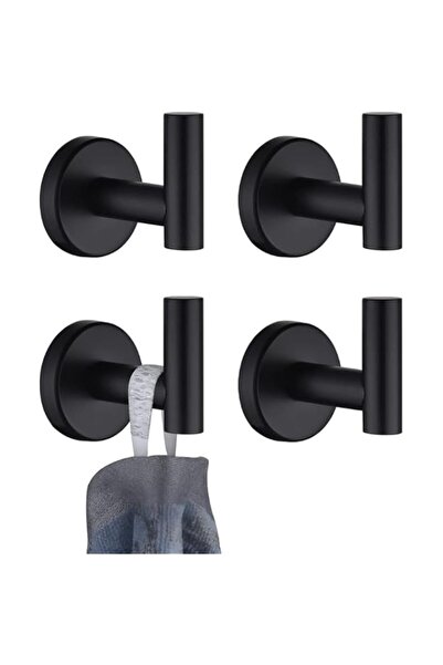 Generic Aputue Wall Towel Hooks, 4 Pack Wall Towel Hooks, Matte Black 304 Sta...