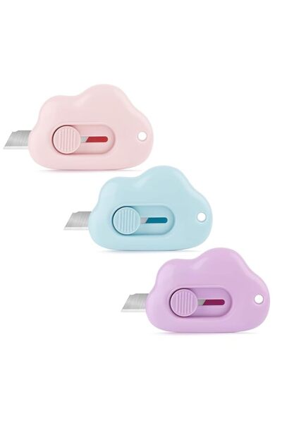 Generic Box Cutters - 3 Pack Retractable Letter Opener, Adorable Cloud Tiny P...
