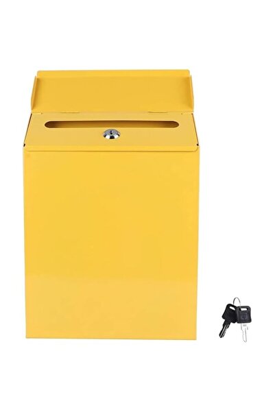 Generic THE WHITE SHOP Yellow Wall Mounted Locking Mailbox Suggestion Box Gal...