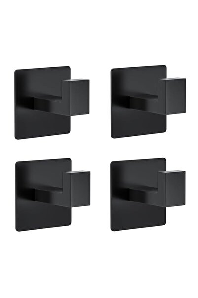 Generic 4-Pack Matte Black Adhesive Hooks, Heavy Duty Rustproof Stainless Ste...