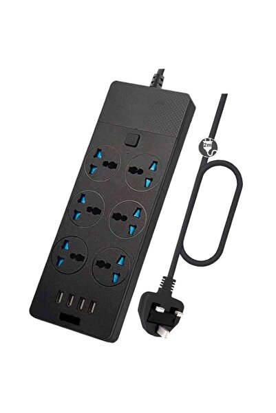 Generic BEONE Extension Lead Cord, 2 Meter Power Strip Plug Adapter with 6 Wa...