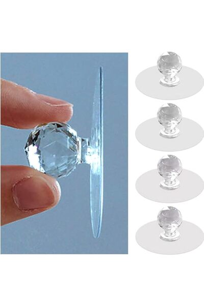 Generic Clear Cabinet Drawer Knobs, Self-Adhesive Pulls, Diamond Crystal Shap...