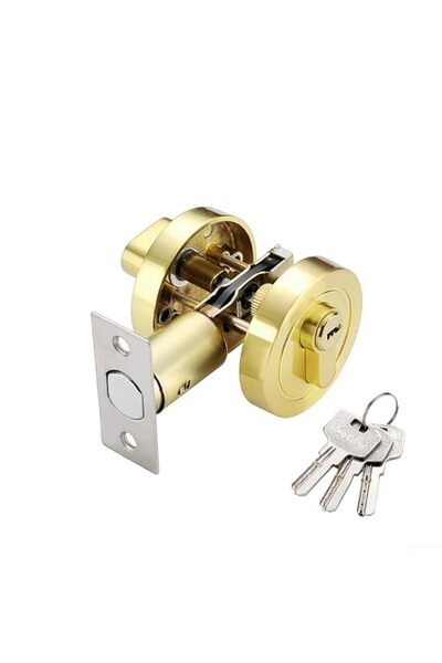 Generic Round Deadbolt Door Lock, Single Cylinder Deadbolt Lock with Keys, fo...