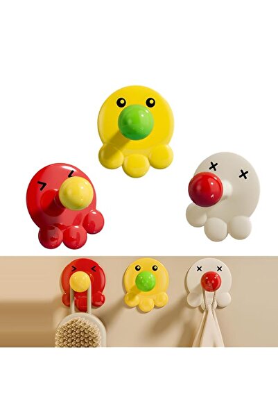 Generic 3 Pack Creative Cute Octopus Shaped Self Adhesive Key Hooks, Punch Fr...