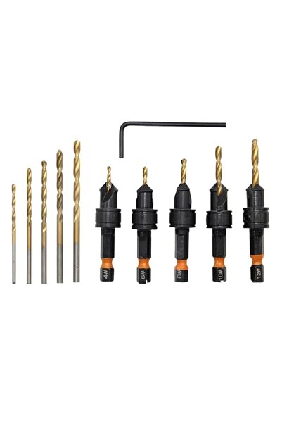 Generic 11Pcs Countersink Drill Bit Set for Wood - #5/#6/#8/#10/#12 Sizes，Adj...