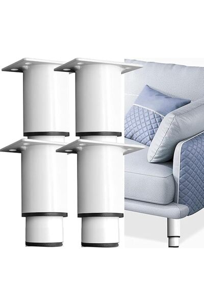 Generic Adjustable Furniture Legs, White Metal Cabinet Support, 80-120mm Heig...