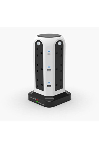 Generic 13A 3250W Tower Surge Protector with 12 AC Outlets, 4 USB Ports and 2...