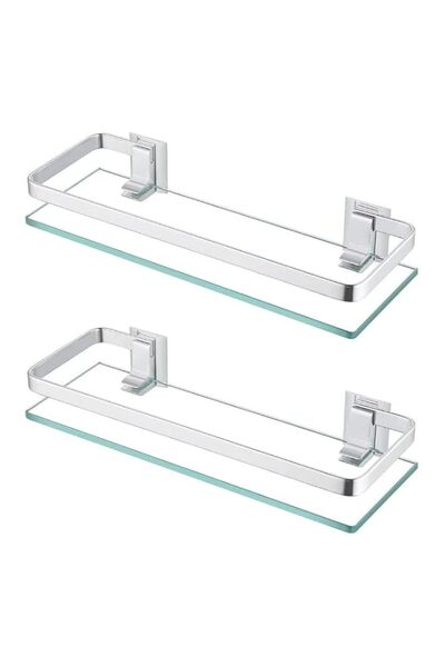 Generic Bathroom Glass Shelf Aluminum Tempered Glass 8MM Extra Thick 2 Pack R...