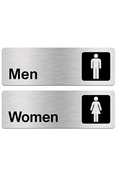 Generic Men and Women Restroom Signs for Business, 9 x 3 Inches Brushed Alumi...