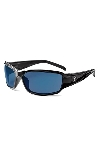 Generic Ergodyne Skullerz Thor Safety Sunglasses - Black Frame, Blue Mirror Lens