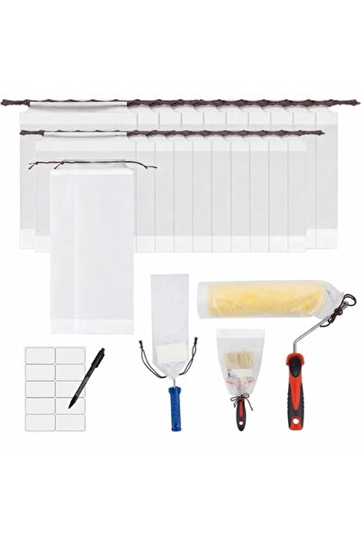 Generic 24 Pcs Paint Brush Covers and Roller Covers, Clear Plastic Paint Ponc...