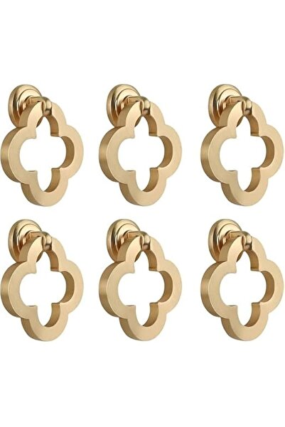 Generic Aputue Alloy Knobs, 6PCS Gold Cabinet Knobs with 4-Leaf Clover Design...