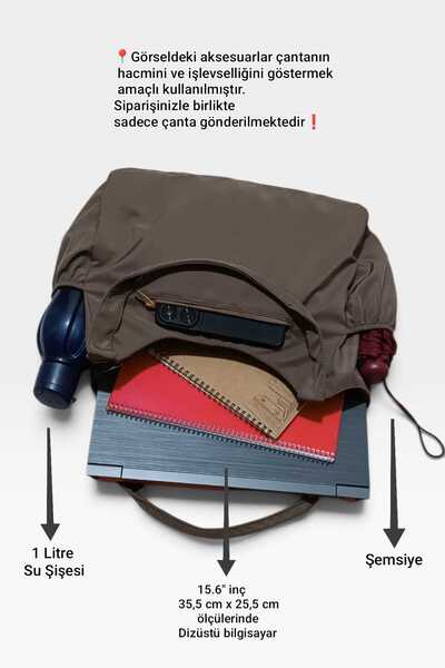 EG BAGS Carry 15.6" inç Teknik Kumaş Günlük Spor Omuz Çantası Kahve