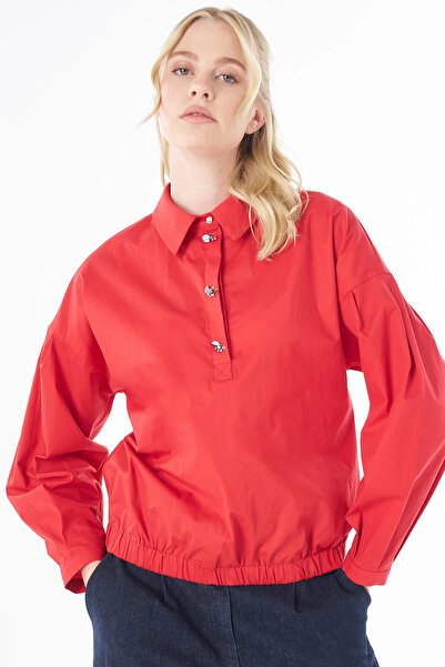 KYR Blouse with Detailed Embroidery Red