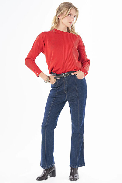 Kayra Washable Spanish Style Denim Trousers Navy Blue