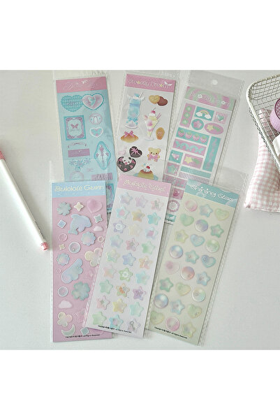 Choice1 6PCS ALL IN Cute Bubble Stickers Hot Silver Deco Stickers Korean Stic...