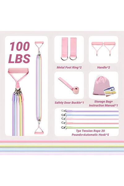 Choice Macaron 100LB Multi Functional Tension Rope Fitness Stretcher For Hous...