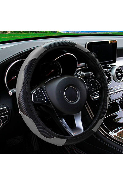 Choice GRAY PU Carbon Fiber Leather Car Steering Wheel Cover without Inner Ri...
