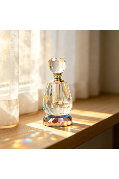 ARIANA Elegant Geometric Crystal Glass Dropper Bottle with Premium Gold and S...