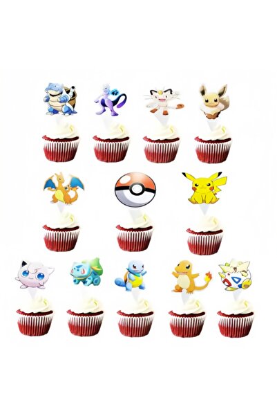 Choice4 Bandai 12pcs Pikachu Cake Flag Birthday Party Decorations Disposable ...