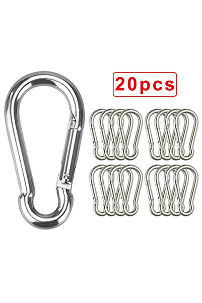 Choice Silver - 20pcs Carabiner Keychain D-ring Buckle Spring Carabiner Snap ...