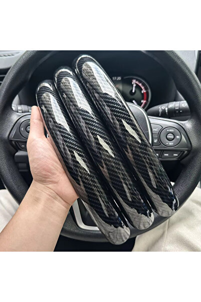 Choice 3PCS Black 3PCS Laser Carbon Fiber Silicone Car Round Steering Wheel C...