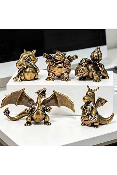 choice2 5pcs Pokémon Brass Figure Charizard Blastoise Dragonite Bulbasaur Roa...