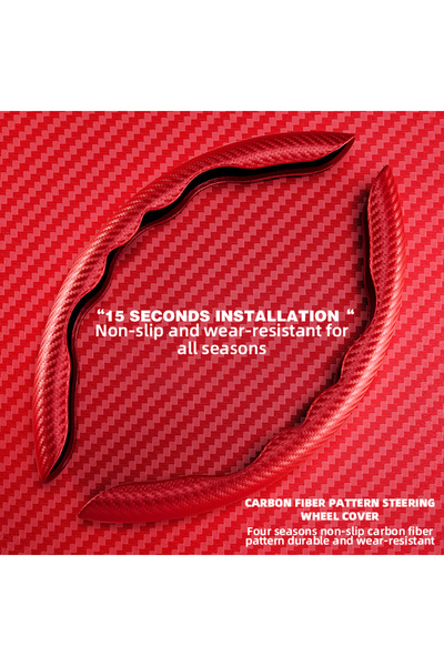 Choice Red Universal Non-Slip Carbon Fiber Car Steering Cover Steering Wheel ...