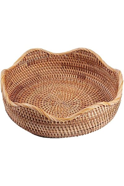 GENERAL Handwoven Basket from Mekkoce, Handmade Round Rattan Fruit Basket, Fr...