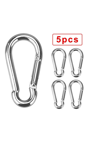 Choice Silver - 5pcs Carabiner Keychain D-ring Buckle Spring Carabiner Snap H...