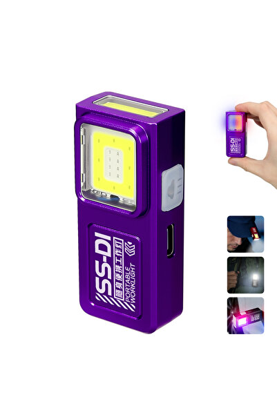 Choice1 mini-Purple LED COB Mini Flashlight USB Rechargeable Mini Torch Porta...