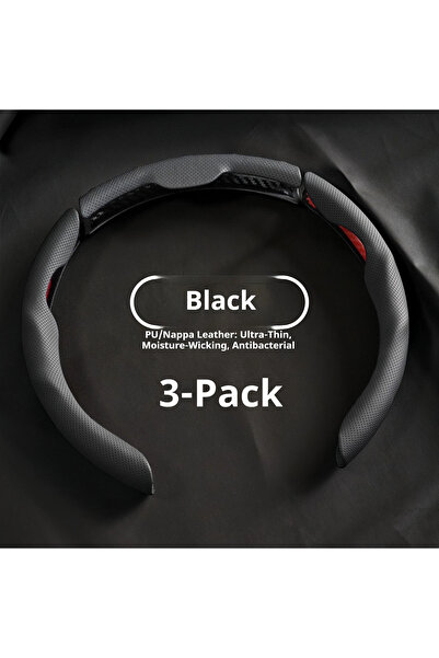 Choice6 black Car In Vehicle Nappa Leather Steering Wheel Cover Universal For...
