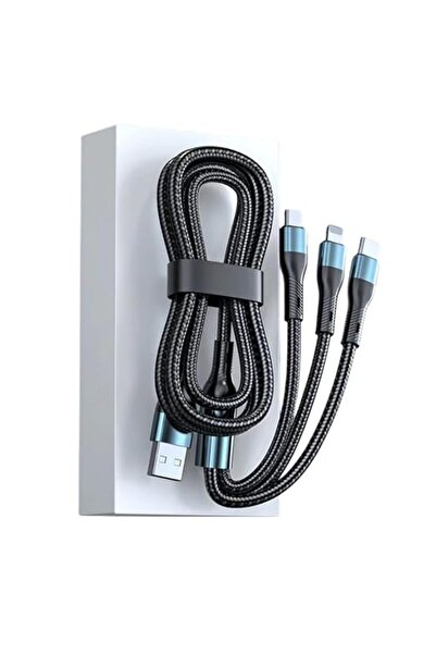 GENERAL كابل شحن USB سريع 3 في 1 - شاحن فائق السرعة بقوة 120 واط، سلك شحن عال...