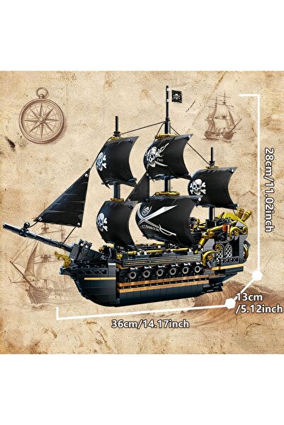 Choice 89136 801pcs Black Sail Pirate Ship Building Blocks Set 3-Masted Vesse...