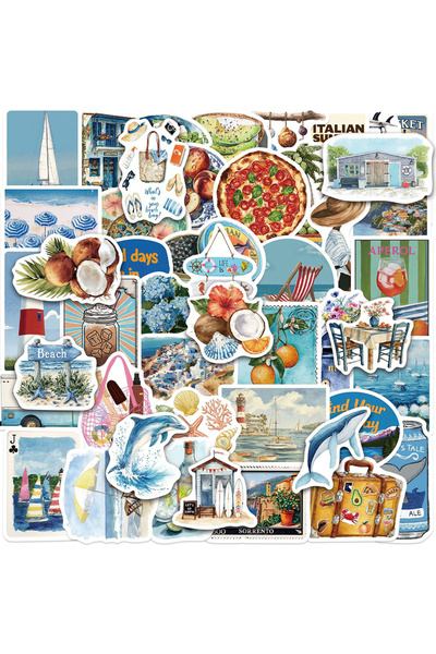 Choice1 30PCS 10/30/50pcs Vintage INS Style Summer Mediterranean Food Sticker...
