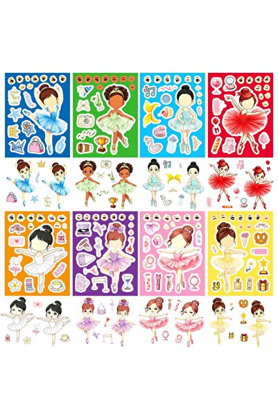 Choice1 16Sheets 8/16Sheets Cute Ballet Girl Princess Puzzle Stickers Make a ...