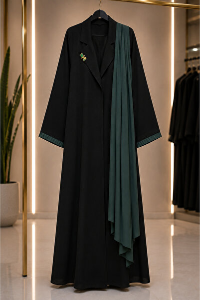 AREEJ FASHION National Day Abaya with Black Blazer and Oily Shawl.