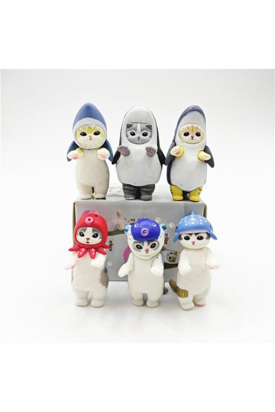 Choice Whole box 6 pcs Mofusand Cute Great White Shark Cat Series Blind Box H...