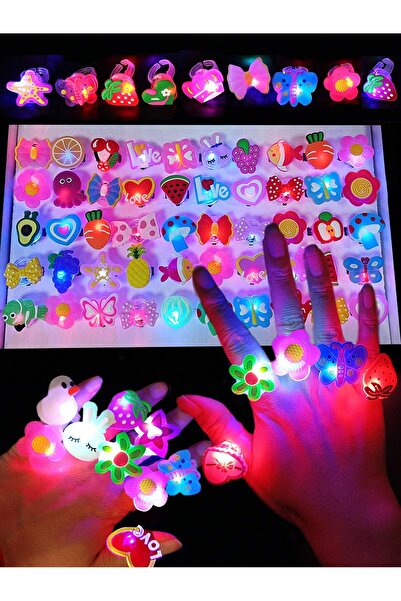 Choice 50pcs With Box 20/50pcs Cartoon LED Luminous Finger Rings Animal Flowe...