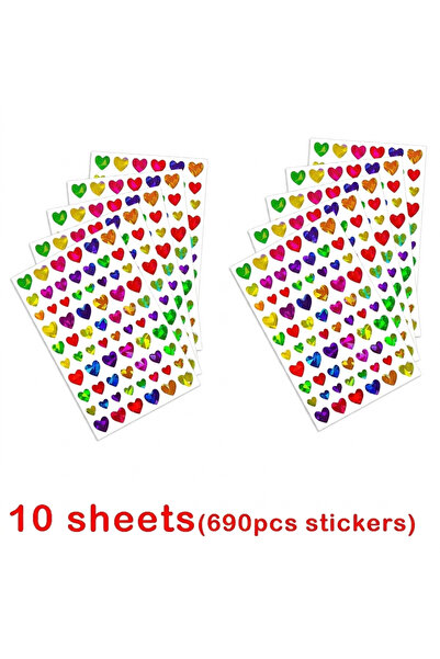 Choice3 10 sheets 171-1710pcs Sparkly Holographic Star Heart Round Dot Sticke...